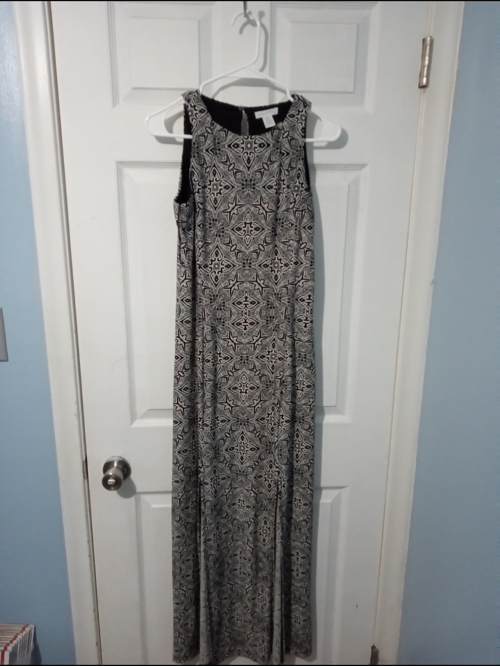London Times Black and White Geometric Print Maxi Dress